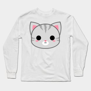 Cute Light Grey Tabby Cat Long Sleeve T-Shirt